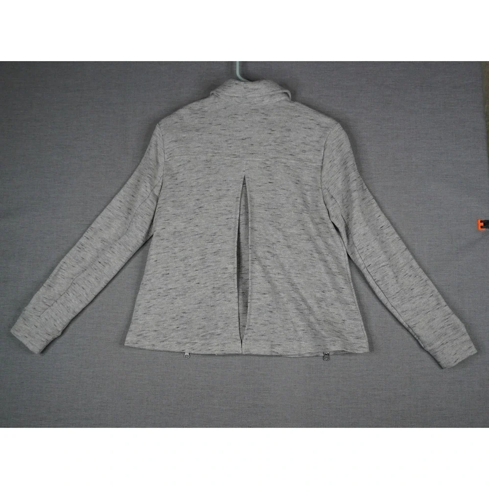 Cabi Jacket Gray Space Dye Moto Womens Small Asymmetrical Snap Zip Knit‎
